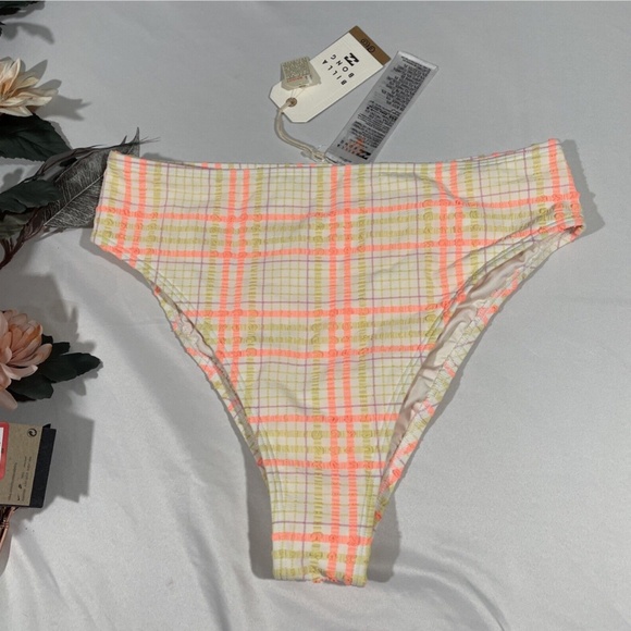 NWT Billabong [ Large ] Pretty in Plaid Maui‎ Bikini Bottoms Orange Yellow - Picture 4 of 11
